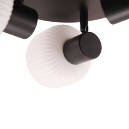 Rackhams Modern Designer Matte Black Spot Ceiling Light with White Ribbed Glass Shades - thumbnail 3