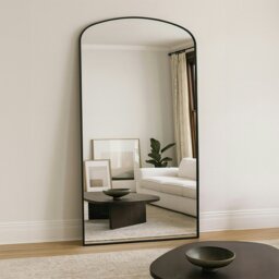 Rackhams Modern Black Metal Arch Full Length Mirror 200cm x 100cm - thumbnail 1