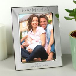 Rackhams Personalised Silver 5x7 Family & Hearts Photo Frame