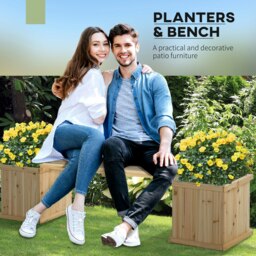 Rackhams Wooden Garden Planter & Bench Combination Garden Raised Bed Natural - thumbnail 3