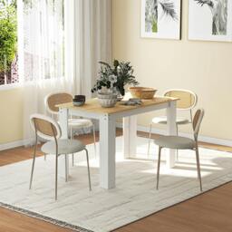 Rackhams Dining Table for 4-6 People, Wood Effect Tabletop - Oak & White
