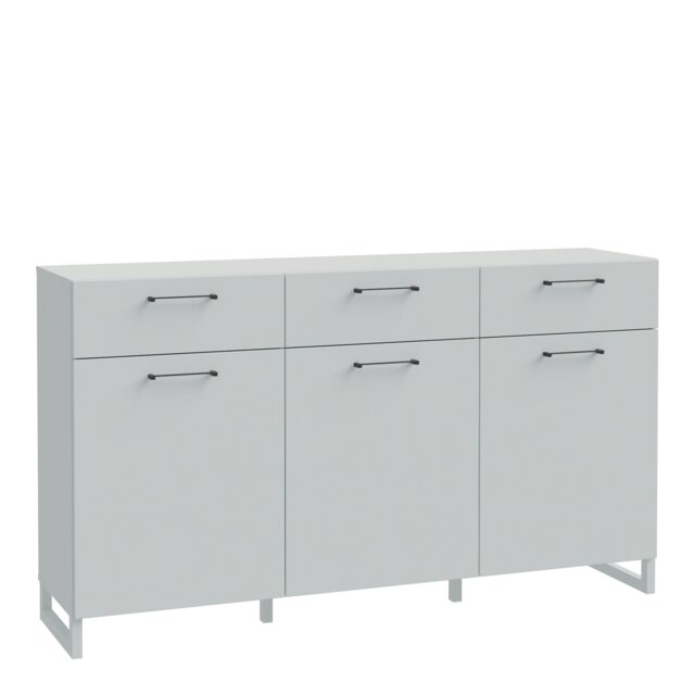 Rackhams Sali 3 Door 3 Drawer Chest in Light Grey - Grey - Matt - Melamine - image 1