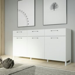 Rackhams Sali 3 Door 3 Drawer Chest in Light Grey - Grey - Matt - Melamine - thumbnail 6