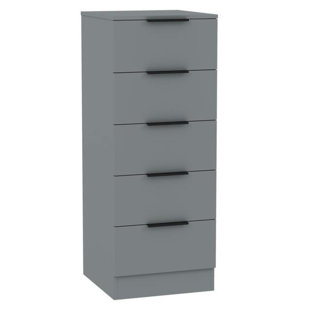 Rackhams Trega 5 Drawer Narrow Chest, Black - Grey - image 1