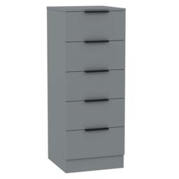 Rackhams Trega 5 Drawer Narrow Chest, Black - Grey