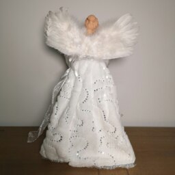Rackhams 40cm Premier Deluxe Christmas Angel Tree Topper Decoration in Silver & White - thumbnail 5