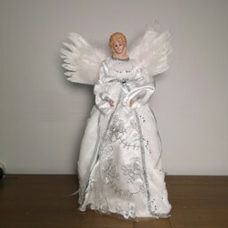 Rackhams 40cm Premier Deluxe Christmas Angel Tree Topper Decoration in Silver & White - thumbnail 6