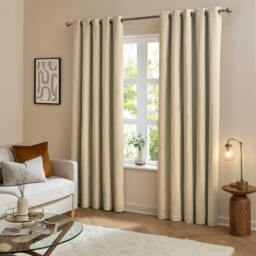 Rackhams The Ultimate Velvet Eyelet Curtains (Pack of 2) - Natural - 137cm x 117cm - Natural - 100% Polyester - thumbnail 2