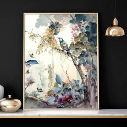 Rackhams Living room wall art decor - set of 3 Chinoiserie wall art prints - A2 16.54 x 23.39 in / 42 x 59.4 cm - Satin Photo paper 280 gsm - Oak Frame - thumbnail 6