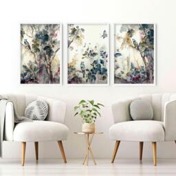 Rackhams Living room wall art decor - set of 3 Chinoiserie wall art prints - A2 16.54 x 23.39 in / 42 x 59.4 cm - Satin Photo paper 280 gsm - Oak Frame - thumbnail 2