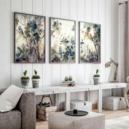 Rackhams Living room wall art decor - set of 3 Chinoiserie wall art prints - A2 16.54 x 23.39 in / 42 x 59.4 cm - Satin Photo paper 280 gsm - Oak Frame
