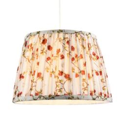 Rackhams Traditional Red and Green Floral Cotton Fabric Pleated Lamp Shade - thumbnail 2