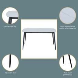Rackhams Aspen Rectangular Dining Table, White Sintered Stone - thumbnail 2