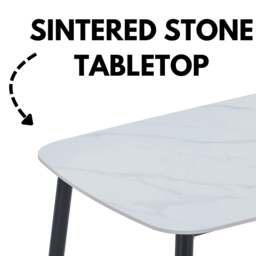 Rackhams Aspen Rectangular Dining Table, White Sintered Stone - thumbnail 3