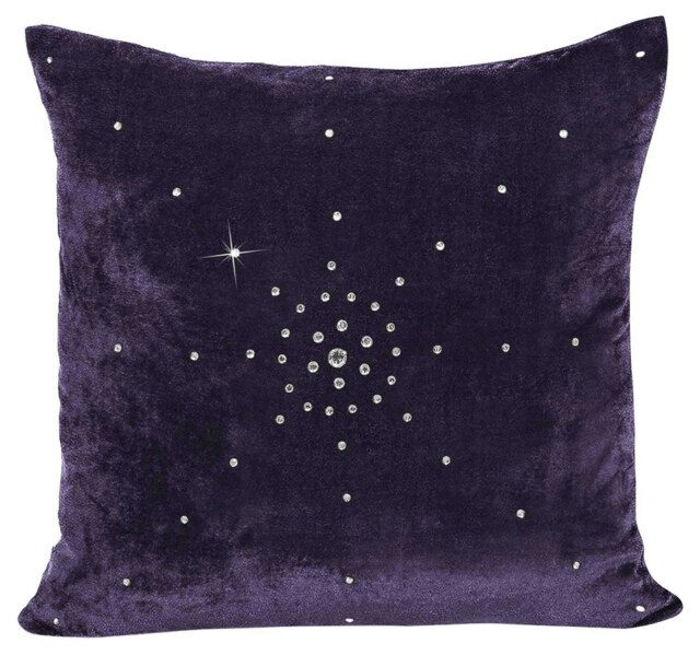 Rackhams Luxury Soft Velvet Stud Gem Detail Cushion - 43cm x 43cm - Plum