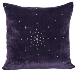 Rackhams Luxury Soft Velvet Stud Gem Detail Cushion - 43cm x 43cm - Plum