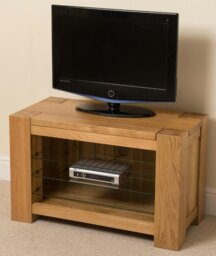 Rackhams Kuba Solid Oak TV Unit with Storage - Brown - thumbnail 3