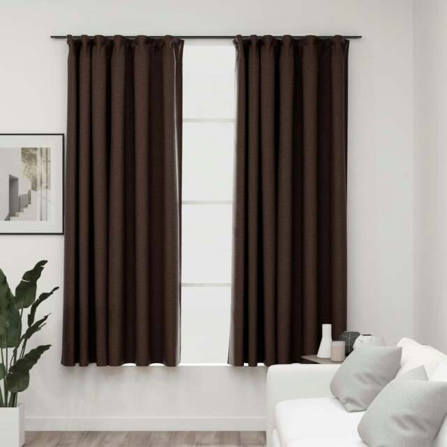 Rackhams Linen-Look Blackout Curtains with Hooks 2 pcs Taupe 140x175 cm