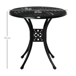 Rackhams 78 cm Round Garden Dining Table with Parasol Hole, Black - Black - Cast Aluminium - 78cm x 78cm x 74cm - thumbnail 5