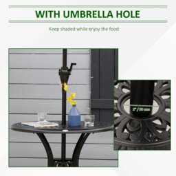 Rackhams 78 cm Round Garden Dining Table with Parasol Hole, Black - Black - Cast Aluminium - 78cm x 78cm x 74cm - thumbnail 4