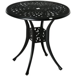 Rackhams 78 cm Round Garden Dining Table with Parasol Hole, Black - Black - Cast Aluminium - 78cm x 78cm x 74cm - thumbnail 2
