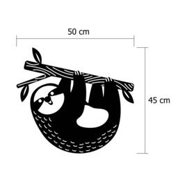 Rackhams Modern Metal Wall Art Slothy Home Ornament Decorative Minimalist Design Hanging Wall Sculpture, Black - Metal - Black - thumbnail 3