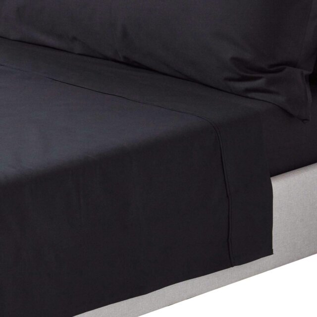 Rackhams Crisp & Cool 200 TC Egyptian Cotton Percale Flat Sheet - Black - King - image 1