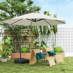 Rackhams Garden Cantilever Parasol with Cover Weighted Base Wind Strap Brown - Cream - 294cmx294cmx251cm - thumbnail 1