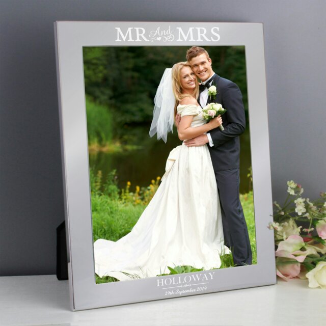 Rackhams Personalised Mr & Mrs 10x8 Silver Photo Frame - image 1