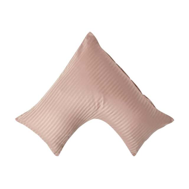 Rackhams Silky 330 TC Egyptian Cotton Satin Stripe V Shaped Pillowcase - Taupe Beige - image 1