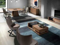 Rackhams Square walnut dining table 1079 - thumbnail 4