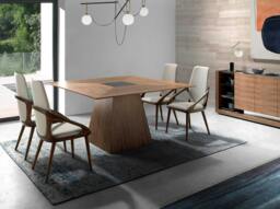 Rackhams Square walnut dining table 1079 - thumbnail 1