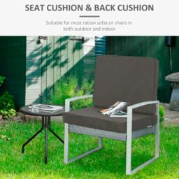 Rackhams Set of 2 Garden Seat and Back Cushion Set, Replacement Cushions for Outdoor Furniture with Seat Cushion and Back Cushion, Dark Grey - thumbnail 4