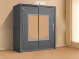 Rackhams Modern Bedroom Sliding Wardrobe with LED Light - Ample Storage Space and Sleek Design comes in White/Grey/Black and Width 150cm/180cm/203cm - 150 cm - White - thumbnail 6