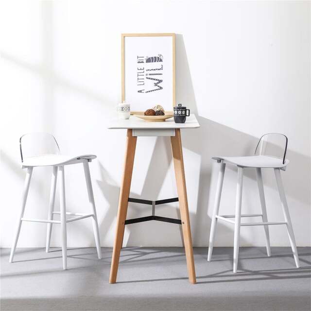 Rackhams DhiaJureen Nordic Bar Stool, Wooden - White - 91cm - image 1