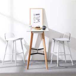 Rackhams DhiaJureen Nordic Bar Stool, Wooden - White - 91cm - thumbnail 1