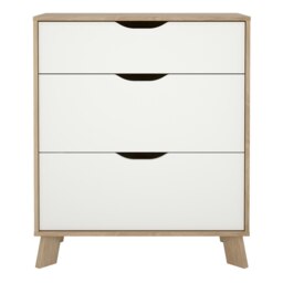 Rackhams Ikast Chest 3 Drawers in Jackson Hickory and White - Oak & White - Matt - Melamine - thumbnail 2