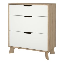 Rackhams Ikast Chest 3 Drawers in Jackson Hickory and White - Oak & White - Matt - Melamine - thumbnail 3