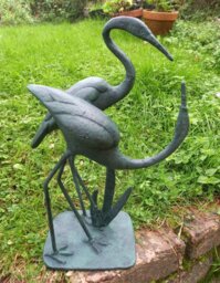 Rackhams Love Cranes Garden Sculpture Cast in Iron with Bronzed Finish - Cast Iron - Bronze - Sculpture - thumbnail 1