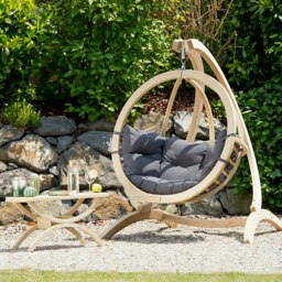 Rackhams Globo Single Anthracite Hanging Egg Chair - thumbnail 2