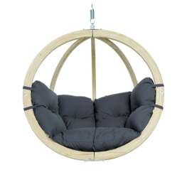 Rackhams Globo Single Anthracite Hanging Egg Chair - thumbnail 1