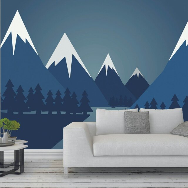 Rackhams Snowy Mountain Valley Wall Mural - Medium - W300cm x H240cm - image 1