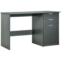 Rackhams Computer Desk with Drawers, High Gloss Home Office Desk with Storage Cabinet, Study Workstation, 120 x 60cm, Grey - thumbnail 1
