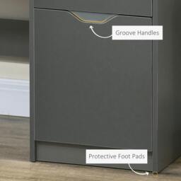 Rackhams Computer Desk with Drawers, High Gloss Home Office Desk with Storage Cabinet, Study Workstation, 120 x 60cm, Grey - thumbnail 6