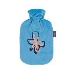 Rackhams 2 Litre Hot Water Bottles with Plush Fleece Cover - Sky Blue