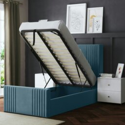 Rackhams Elara Ottoman Bed with Winged Panel Headboard - Blue - Single / 3ft - thumbnail 5