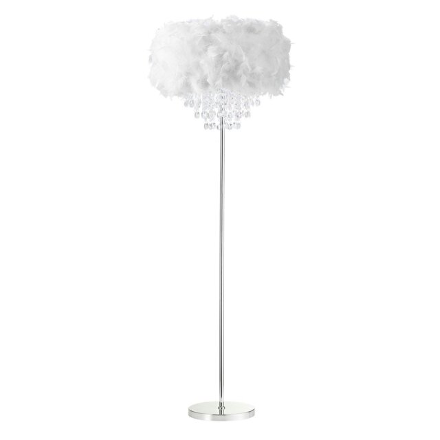 Rackhams Modern Chandelier Style White Feather Floor Lamp with Waterfall Drops - image 1