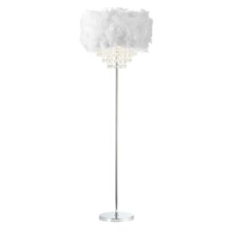 Rackhams Modern Chandelier Style White Feather Floor Lamp with Waterfall Drops - thumbnail 2