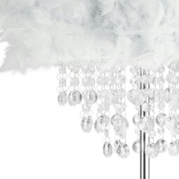 Rackhams Modern Chandelier Style White Feather Floor Lamp with Waterfall Drops - thumbnail 3