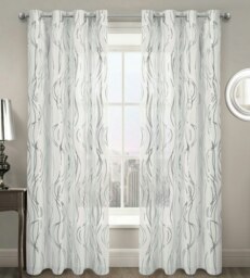 Rackhams Swirls Eyelet Voile Panel - 150cm x 137cm - Gold - thumbnail 2